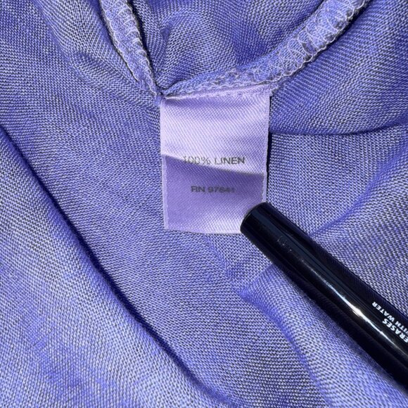 J.Jill Womens Sleeveless Button Front Blue Linen Top XL Petite Made In China - Picture 5 of 6